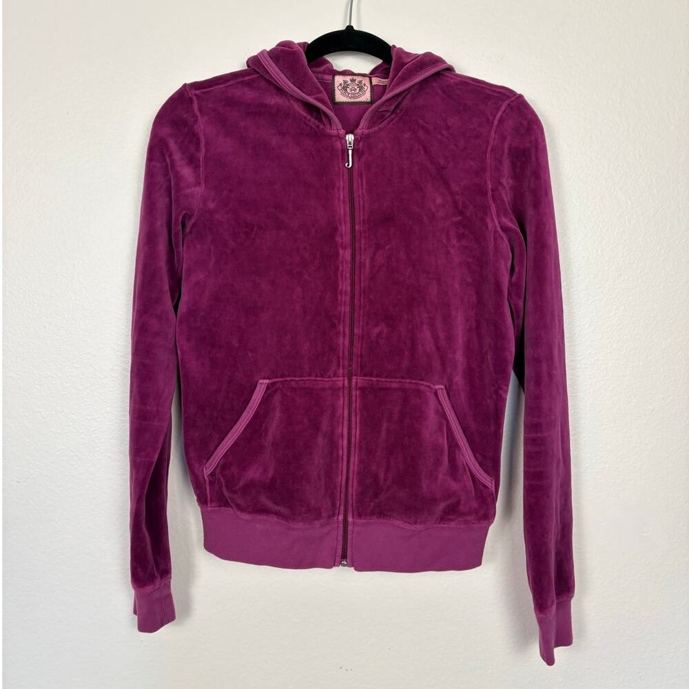 Juicy Couture Vintage y2k Velour Pink Hooded Track Jacket Large